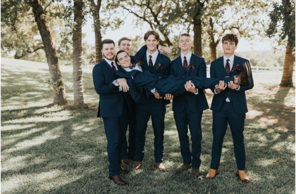groomsmen being the hype men that their groom needs on his wedding day. wedding planner near fort worth texas, dfw wedding planner/coordinator. afforadable wedding coordinator 